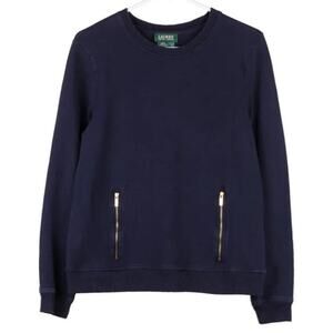 Ralph Lauren LRL Blue Pullover Sweater L Kangaroo Pocket Vintage Cozy Knit